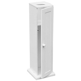 White Wood Floor Standing Toilet Paper Cabinet - 1600950 Large Image