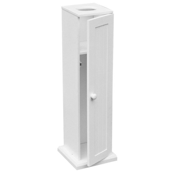 White Wood Floor Standing Toilet Paper Cabinet - 1600950 Large Image