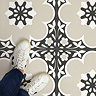 Floorpops Black Daphne Self Adhesive Floor Tiles - Pack of 10