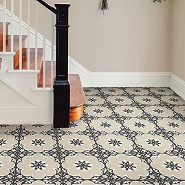 Floorpops Black Daphne Self Adhesive Floor Tiles - Pack of 10