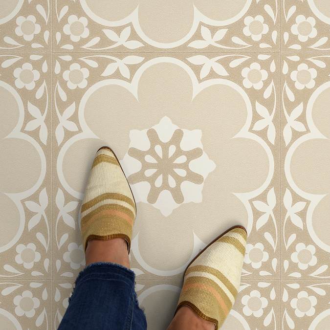 Floorpops Natural Daphne Self Adhesive Floor Tiles - Pack of 10