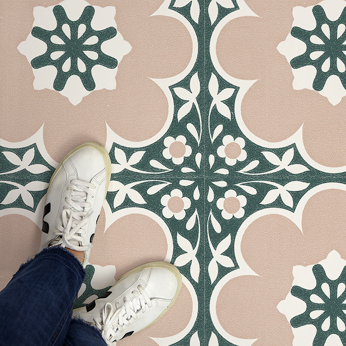 Floorpops Pink Daphne Self Adhesive Floor Tiles - Pack of 10