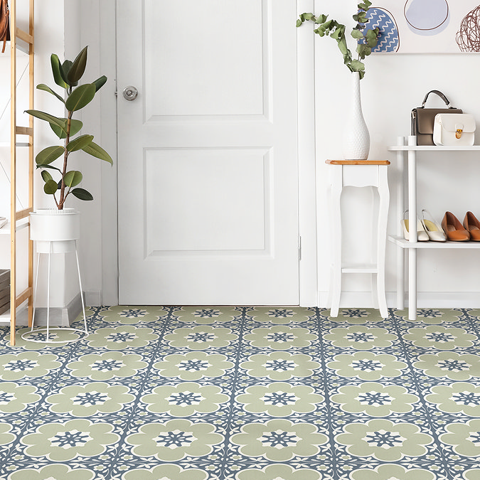 Floorpops Sage Daphne Self Adhesive Floor Tiles - Pack of 10