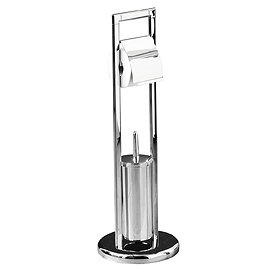 Chrome Floorstanding Toilet Brush and Roll Holder - 1600967 Large Image