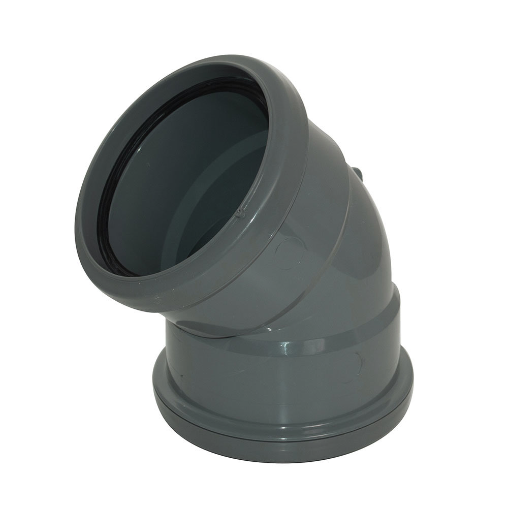 FloPlast 110mm Anthracite Grey 135° Double Socket Bend - SP563AG