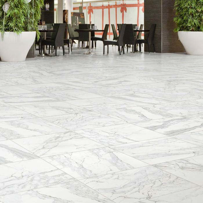 Florence Marbled White Floor Tile (Matt - 450 x 450mm) Large Image