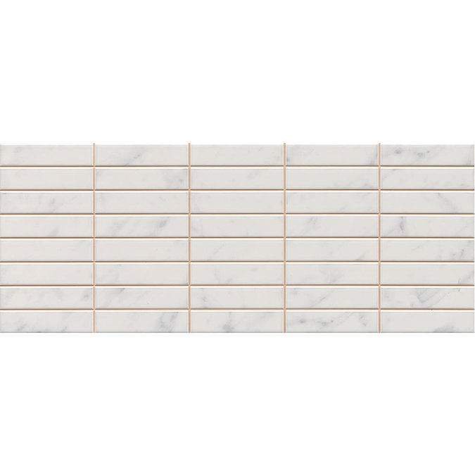 Florence Marbled White Mosaic Wall Tile (Gloss - 200 x 500mm) Large Image
