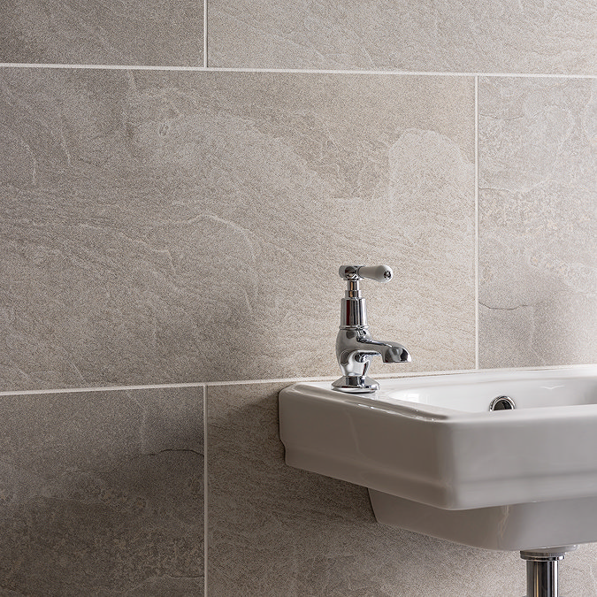 Florencio Light Grey Stone Effect Wall & Floor Tiles - 300 x 600mm