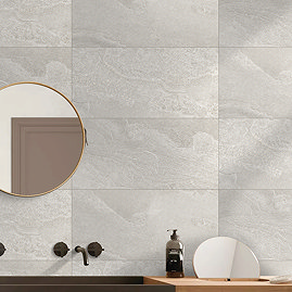 Florencio Light Grey Stone Effect Wall & Floor Tiles - 300 x 600mm