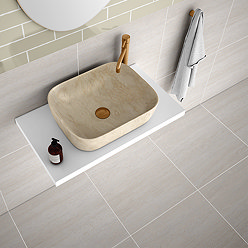 Fobello Beige Travertine Stone Effect Wall and Floor Tiles - 600 x 600mm