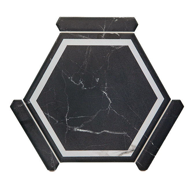 Forio Hexagon Black Marble Effect Tiles - 220 x 250mm