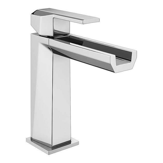 Forza Waterfall Modern Basin Mixer Tap + Waste Large Image