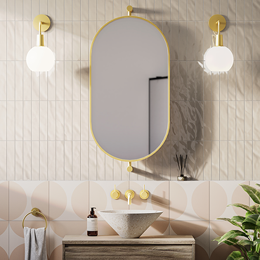 Foundry 910 x 500 Swivel Capsule Mirror Brushed Brass