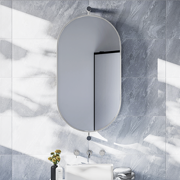 Foundry 910 x 500 Swivel Capsule Mirror Brushed Chrome