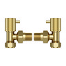 Foundry Angled Radiator Valves (Pair) Brushed Brass