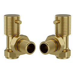 Foundry Angled Radiator Valves (Pair) Brushed Brass