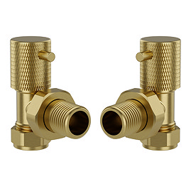 Foundry Angled Radiator Valves (Pair) Brushed Brass