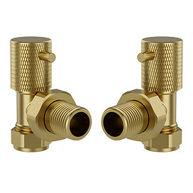 Foundry Angled Radiator Valves (Pair) Brushed Brass