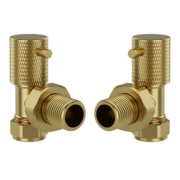 Foundry Angled Radiator Valves (Pair) Brushed Brass