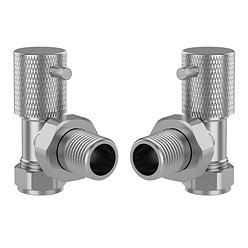 Foundry Angled Radiator Valves (Pair) Brushed Chrome