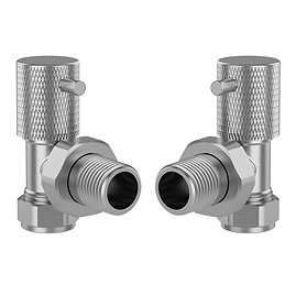 Foundry Angled Radiator Valves (Pair) Brushed Chrome