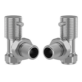 Foundry Angled Radiator Valves (Pair) Brushed Chrome