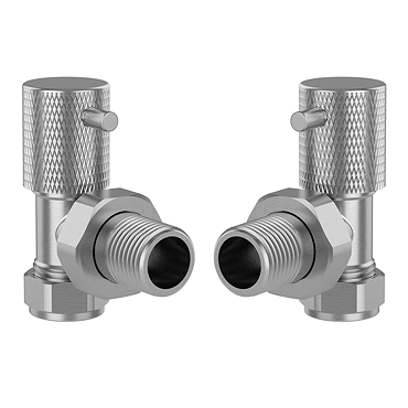 Foundry Angled Radiator Valves (Pair) Brushed Chrome