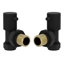 Foundry Angled Radiator Valves (Pair) Matt Black