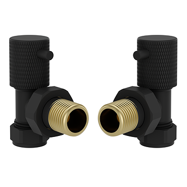 Foundry Angled Radiator Valves (Pair) Matt Black