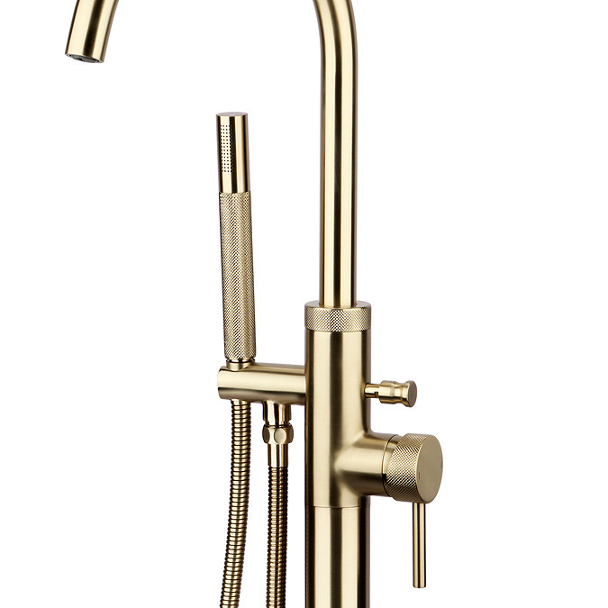 Foundry Brushed Brass Freestanding Bath Shower Mixer Tap