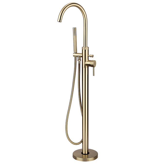 Foundry Brushed Brass Freestanding Bath Shower Mixer Tap