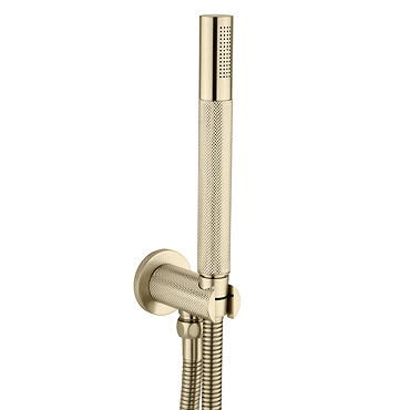 Foundry Brushed Brass Outlet Elbow with Parking Bracket, Flex and Handset