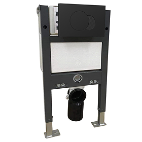 Foundry Compact Top/Front Flush Toilet Frame with Knurled Detail Matt Black Flush - Round Buttons