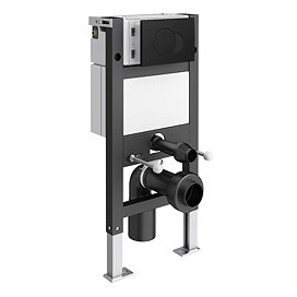 Foundry Compact Top/Front Flush Toilet Frame with Knurled Detail Matt Black Flush - Round Buttons