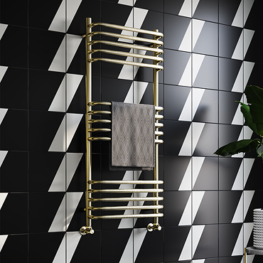 Foundry Heated Towel Rail 500 x 1200mm Brushed Brass