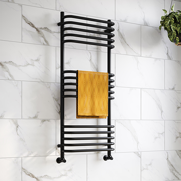 Foundry Heated Towel Rail 500 x 1200mm Matt Black