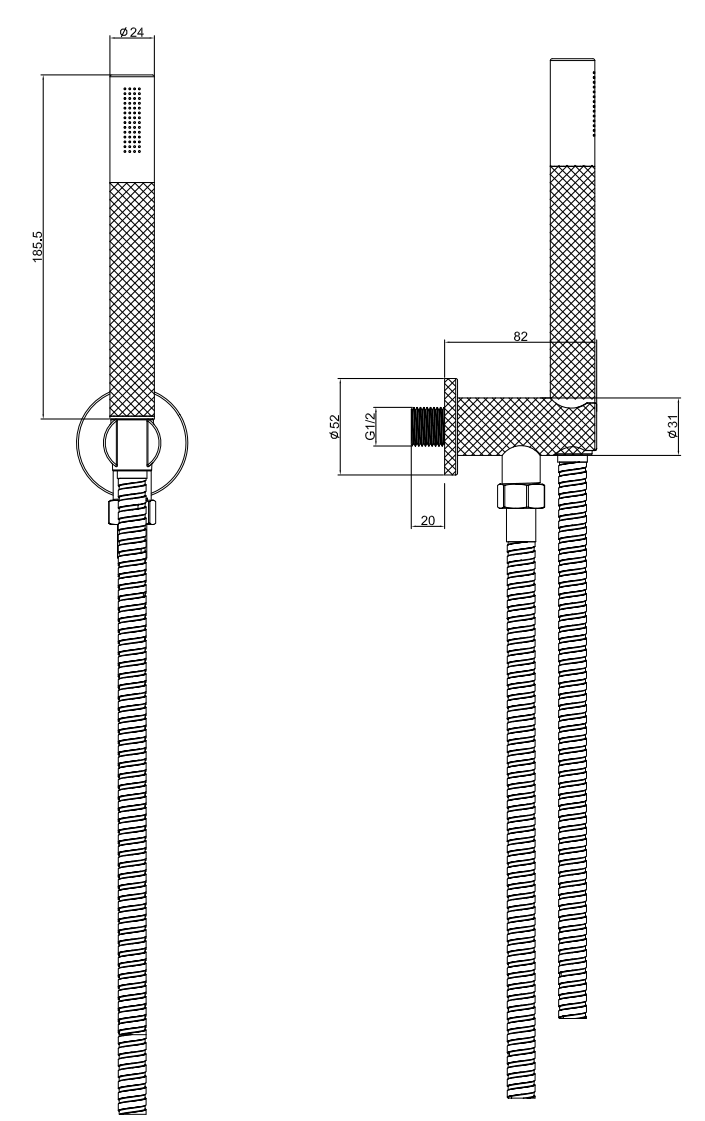 Foundry Matt Black Outlet Elbow with Parking Bracket, Flex and Handset