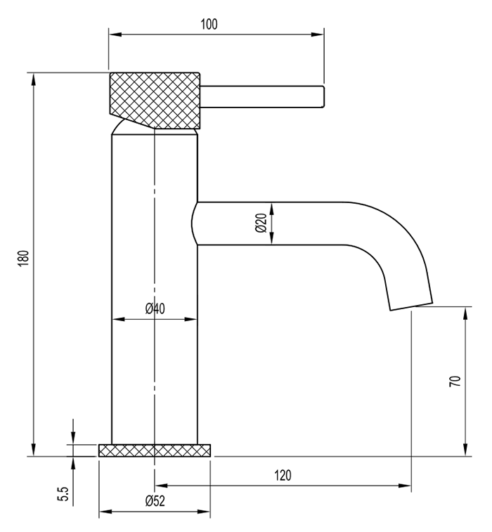 Foundry Mono Basin Tap - Brushed Brass