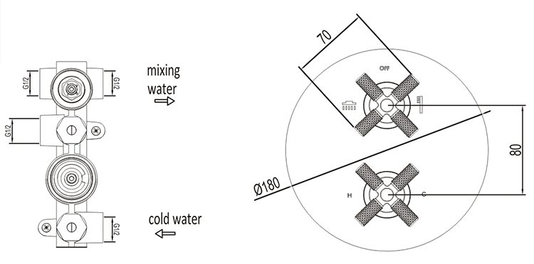 Foundry Round Concealed Shower Valve with Diverter - Matt Black