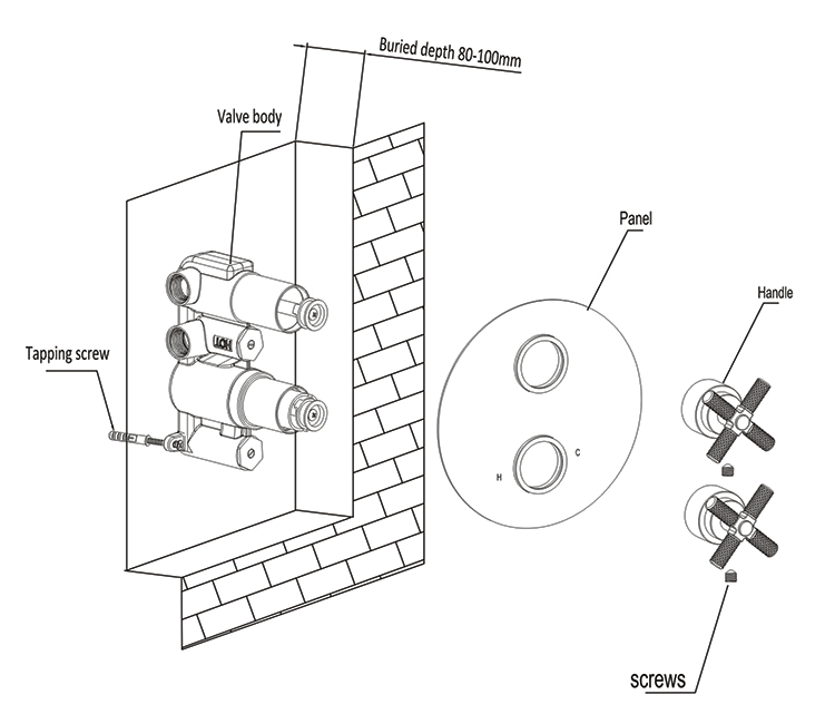 Foundry Round Concealed Shower Valve with Diverter - Matt Black