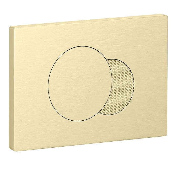 Foundry Toilet Cistern Frame with Knurled Detail Brushed Brass Flush - Round Buttons