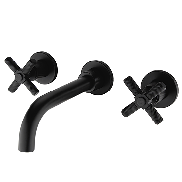 Foundry Wall Mounted 3 Hole Basin Mixer Tap Matt Black