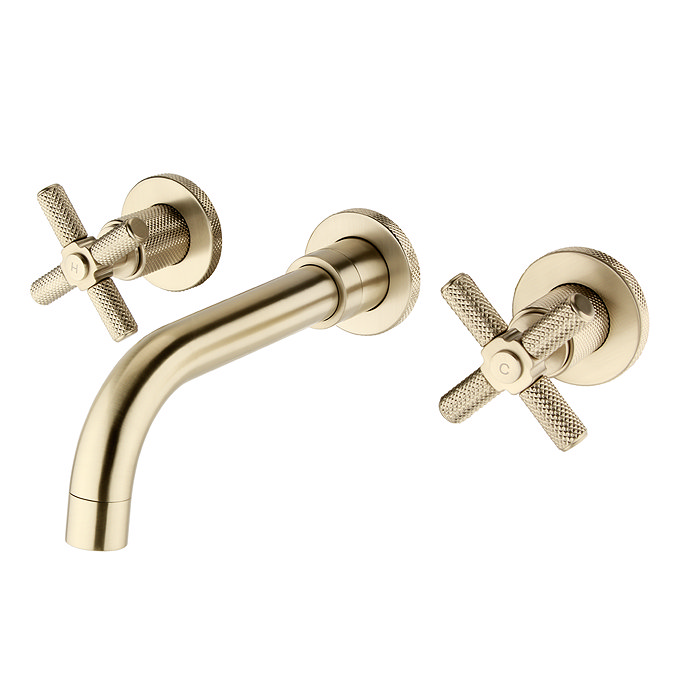 Foundry Wall Mounted 3 Hole Bath Mixer Tap Brushed Brass