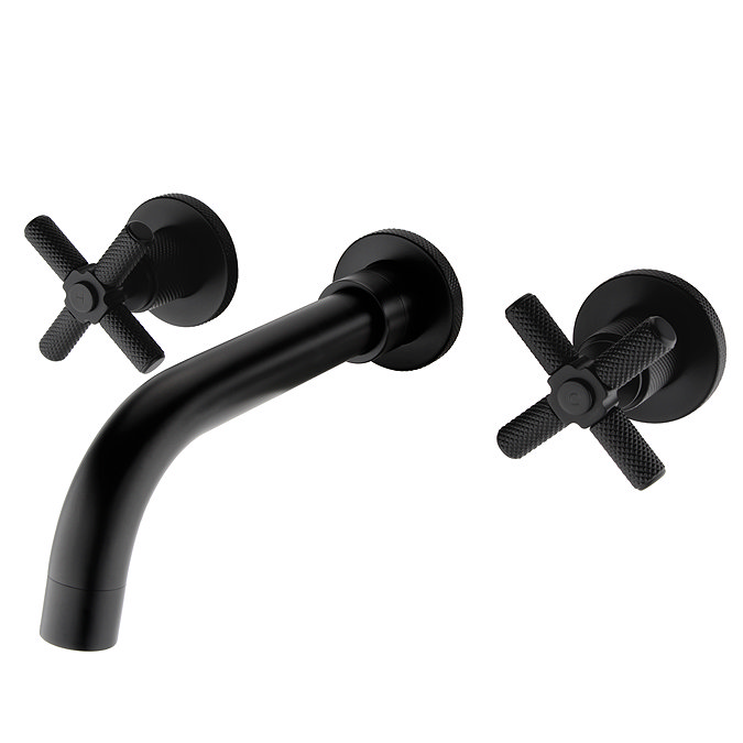 Foundry Wall Mounted 3 Hole Bath Mixer Tap Matt Black