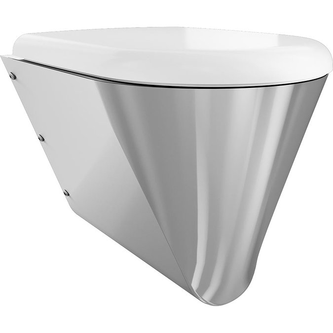 Franke Campus CMPX592W Stainless Steel Wall Hung WC Pan + White Toilet Seat Large Image