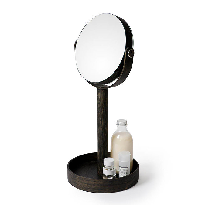 Freestanding Cosmetic Mirror Dark Oak Large Image