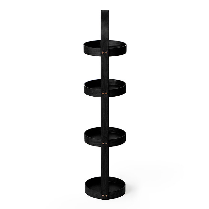 Freestanding Wooden Round Storage Caddy Dark Oak
