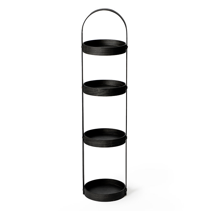 Freestanding Wooden Round Storage Caddy Dark Oak