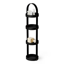 Freestanding Wooden Round Storage Caddy Dark Oak