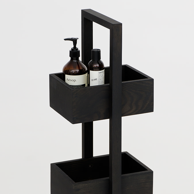 Freestanding Wooden Storage Caddy Dark Oak
